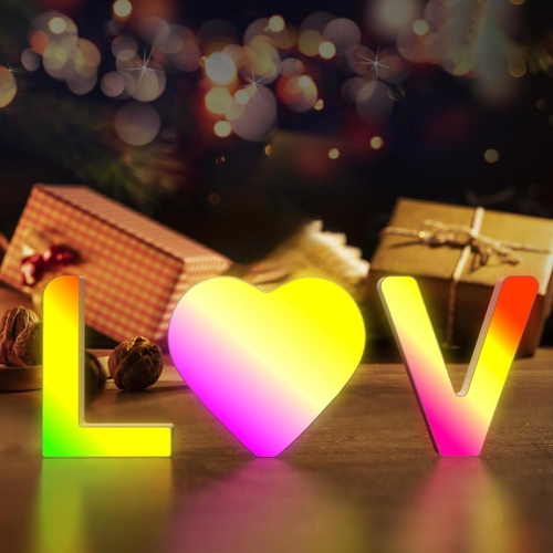 Light Up Letters LED Letter - Bedroom Lighted Letter Colorful Glitter Alphabet Music Sync Color Changing Letters for Boy Girl Gift Birthday Christmas