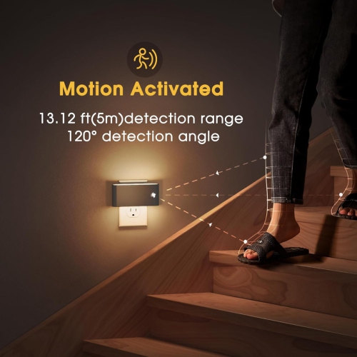 Motion Sensor Night Light, 2 Pack Motion Activation Night Lights Plug into Wall, Auto On Off, 0-100LM Dimmable Night Light Plug in, 3000K Warm White