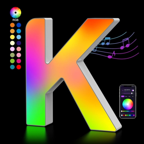 YOULIGHTS  Light Up Letters Led Letter - Bedroom Lighted Letter Colorful Glitter Alphabet Music Sync Color Changing Letters for Boy Girl Gift Birthday