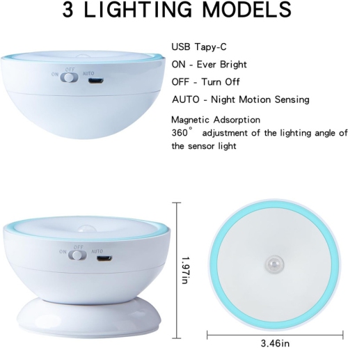 Motion Sensor Night Light Magnetic Cruise Ship Motion Sensor Light, Rechargeable Battery Wall Light Motion Activated Stick On Closet Light,