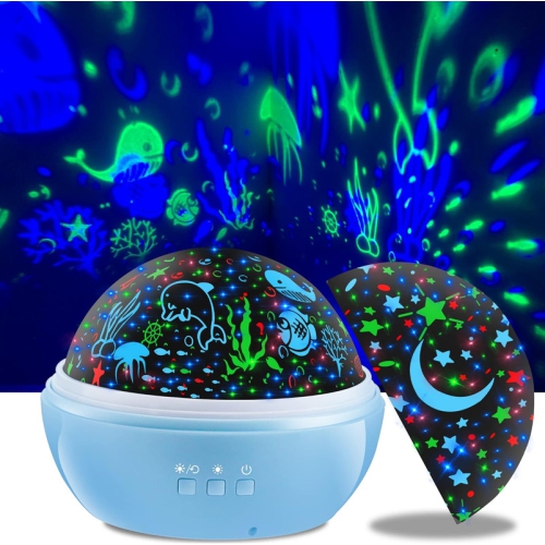 YOULIGHTS  Kids Night Light, 360° Rotating Starry Night Light Projector for Babys, Ocean Wave Projector for Kids Toddlers, Christmas Gifts Stocking