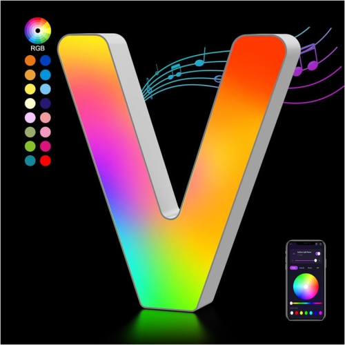 YOULIGHTS  Light Up Letters Led Letter - Bedroom Lighted Letter Colorful Glitter Alphabet Music Sync Color Changing Letters for Boy Girl Gift Birthday