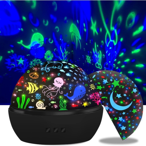 Night Light Kids,360° Rotating Starry Night Light Projector for Babys,Ocean Wave Projector for Kids Toddlers,Christmas Gifts Stocking Stuffers