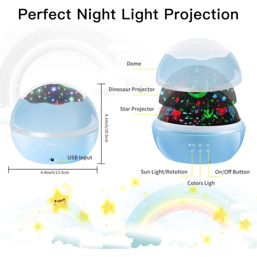 Night Light Kids,360° Rotating Starry Night Light Projector for Babys,Ocean Wave Projector for Kids Toddlers,Christmas Gifts Stocking Stuffers