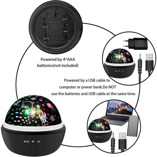 Night Light Kids,360° Rotating Starry Night Light Projector for Babys,Ocean Wave Projector for Kids Toddlers,Christmas Gifts Stocking Stuffers