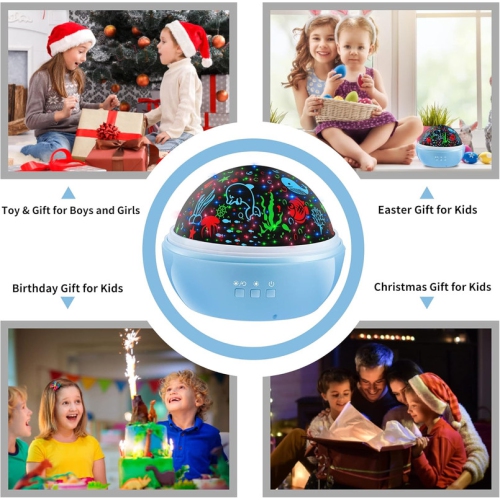 Night Light Kids,360° Rotating Starry Night Light Projector for Babys,Ocean Wave Projector for Kids Toddlers,Christmas Gifts Stocking Stuffers