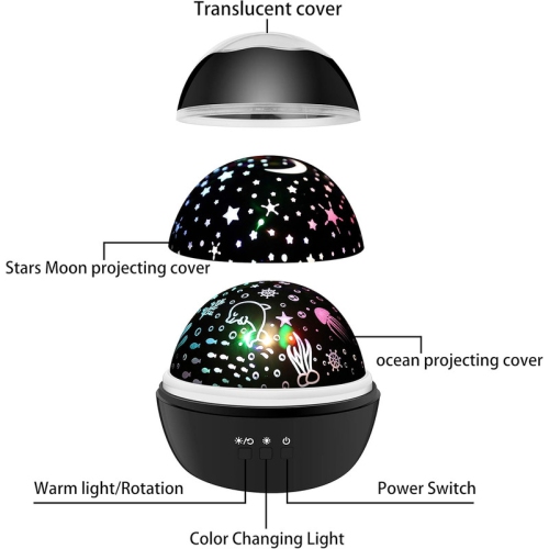 Night Light Kids,360° Rotating Starry Night Light Projector for Babys,Ocean Wave Projector for Kids Toddlers,Christmas Gifts Stocking Stuffers