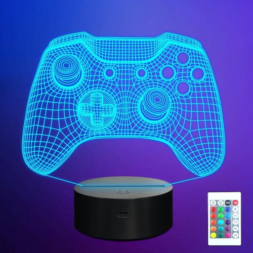 3D Gamepad Illusion Lamp, LED Hologram Game Night Light with Remote Control 16 Color-Changing Timer, Creative Gift on Chrismas Day Birthday for