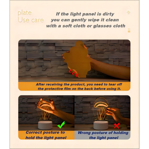 3D holographic fantasy children's night light, 7 colors. This night light is touch sensitive and can be powered by USB