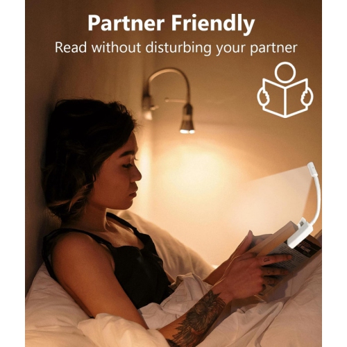 Reading Light for Books in Bed, Rechargeable Book Light with 3 Color & Stepless Dimming Brightness, Portable Clip On Light Reading Lamp Lampe de
