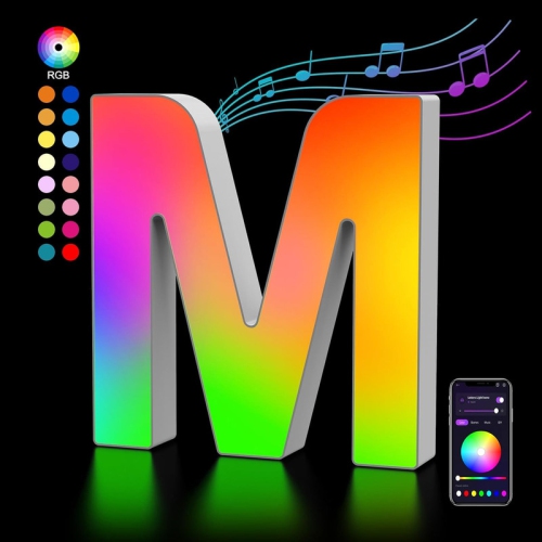 YOULIGHTS  Light Up Letters Led Letter - Bedroom Lighted Letter Colorful Glitter Alphabet Music Sync Color Changing Letters for Boy Girl Gift Birthday