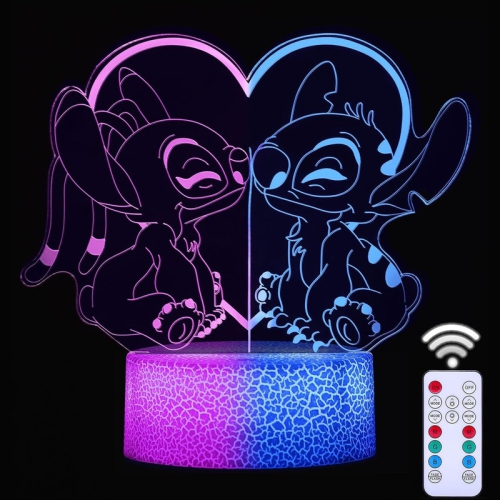 YOULIGHTS  Stitch Night Lights, 2024 Upgraded Dual Color Night Light - 3D Led Intelligent Remote Control 16-Color Stitch Light for Children's Room