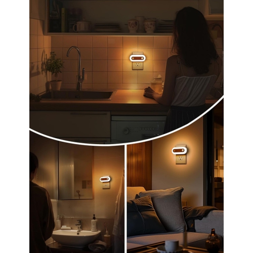 Night Lights Plug into Wall 2 Pack, LED Night Light with Dusk to Dawn Photocell Sensor and Motion Sensor, 3000K Warm White, Dimmable Nightlights