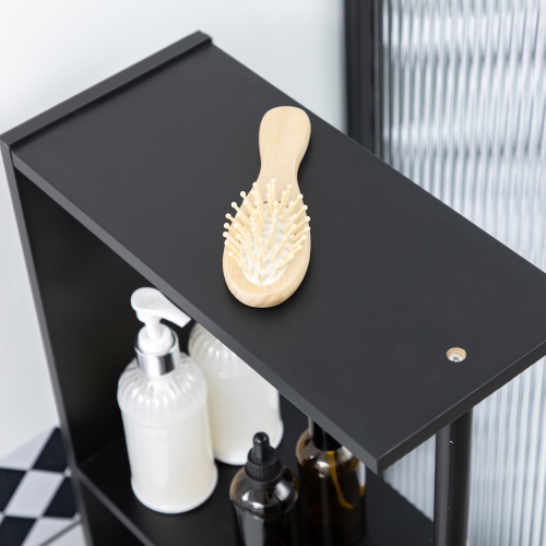 HOMCOM – Armoire de salle de bain étroite, armoire de rangement mince pour salle de bain avec tiroirs, armoire et tablettes ouvertes, armoire en lin,