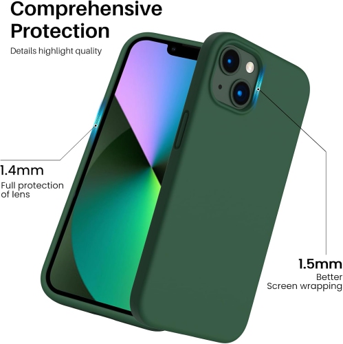 ORNARTO Shockproof Liquid Silicone Designed for iPhone 13 Case Gel Rubber Full Protection Anti-Shock Cover Case Drop Protection 6.1inch-Clover