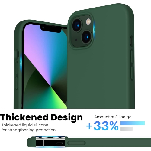 ORNARTO Shockproof Liquid Silicone Designed for iPhone 13 Case Gel Rubber Full Protection Anti-Shock Cover Case Drop Protection 6.1inch-Clover