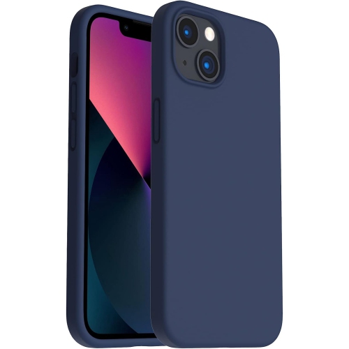 ORNARTO Shockproof Liquid Silicone Designed for iPhone 13 Case Gel Rubber Full Protection Anti-Shock Cover Case Drop Protection 6.1inch-Navy Blue