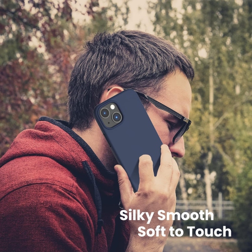 ORNARTO Shockproof Liquid Silicone Designed for iPhone 13 Case Gel Rubber Full Protection Anti-Shock Cover Case Drop Protection 6.1inch-Navy Blue