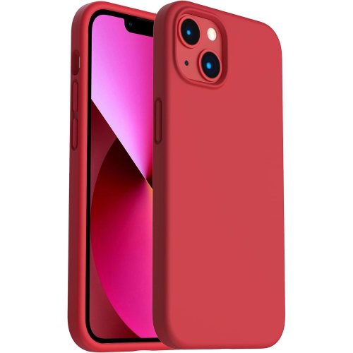 ORNARTO Shockproof Liquid Silicone Designed for iPhone 13 Case Gel Rubber Full Protection Anti-Shock Cover Case Drop Protection 6.1inch-Red