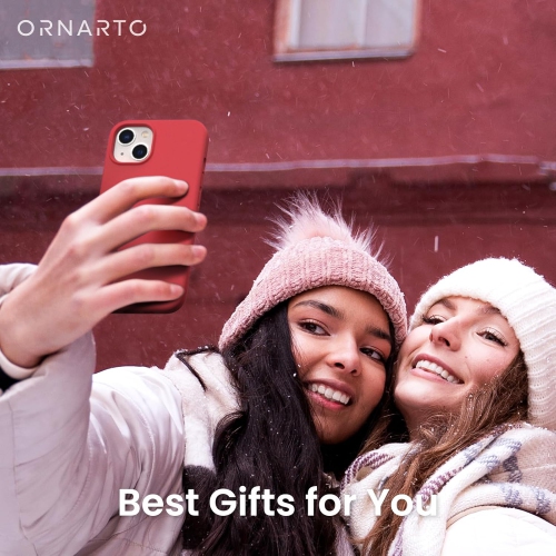 ORNARTO Shockproof Liquid Silicone Designed for iPhone 13 Case Gel Rubber Full Protection Anti-Shock Cover Case Drop Protection 6.1inch-Red