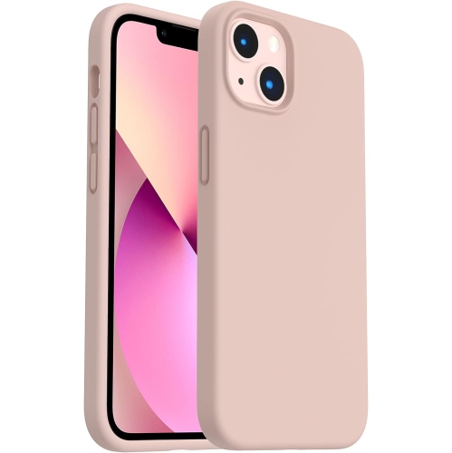 ORNARTO Shockproof Liquid Silicone Designed for iPhone 13 Case Gel Rubber Full Protection Anti-Shock Cover Case Drop Protection 6.1inch-Sand Chalk