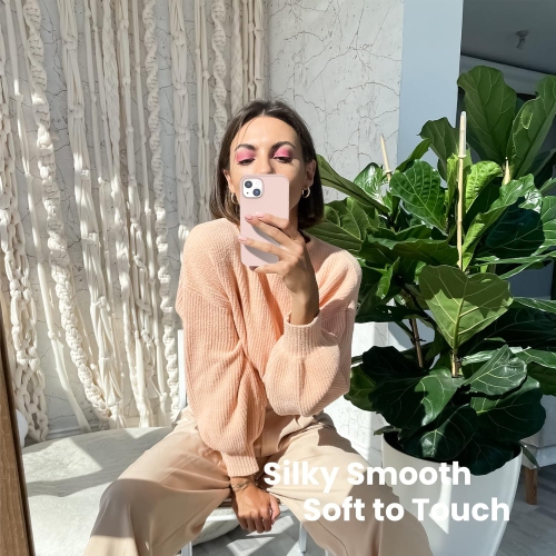 ORNARTO Shockproof Liquid Silicone Designed for iPhone 13 Case Gel Rubber Full Protection Anti-Shock Cover Case Drop Protection 6.1inch-Sand Chalk