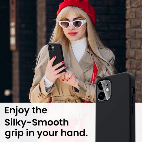 Étui ORNARTO pour iPhone 12 et iPhone 12 Pro 6.1&nbsp;po, avec 2 protecteurs d'écran + 2 protecteurs d'objectif d'appareil photo, gel de silicone