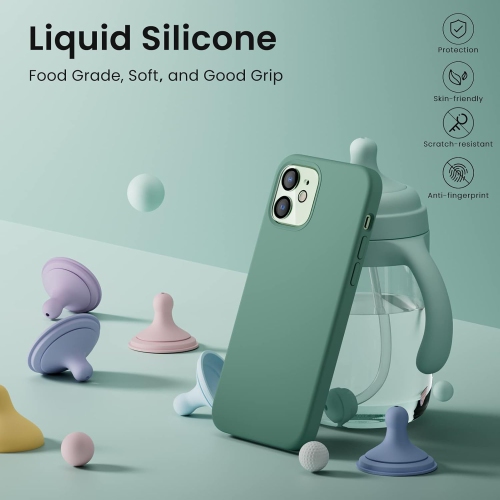 Étui ORNARTO pour iPhone 12 et iPhone 12 Pro 6.1&nbsp;po, avec 2 protecteurs d'écran + 2 protecteurs d'objectif d'appareil photo, gel de silicone