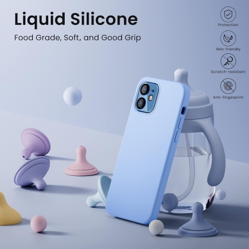 Étui ORNARTO pour iPhone 12 et iPhone 12 Pro 6.1&nbsp;po, avec 2 protecteurs d'écran + 2 protecteurs d'objectif d'appareil photo, gel de silicone