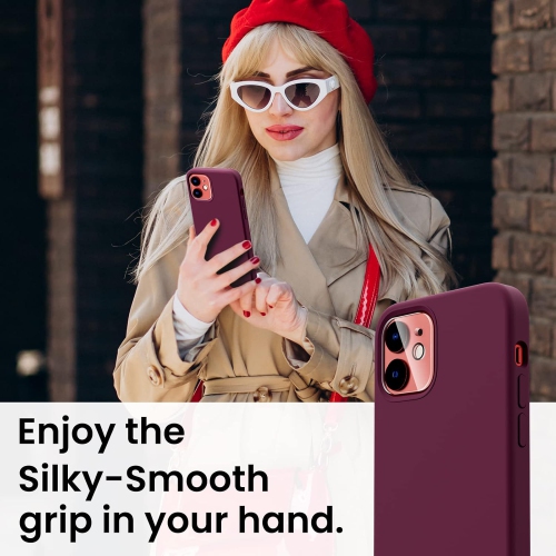 Étui ORNARTO pour iPhone 12 et iPhone 12 Pro 6.1&nbsp;po, avec 2 protecteurs d'écran + 2 protecteurs d'objectif d'appareil photo, gel de silicone