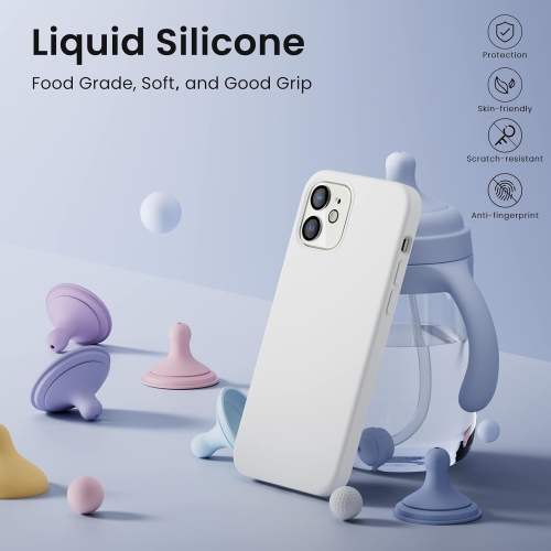 Étui ORNARTO pour iPhone 12 et iPhone 12 Pro 6.1&nbsp;po, avec 2 protecteurs d'écran + 2 protecteurs d'objectif d'appareil photo, gel de silicone