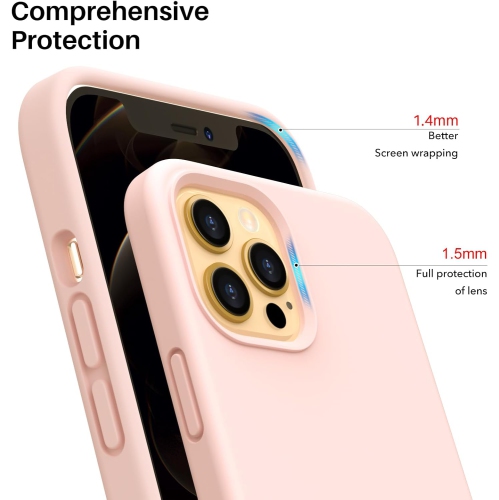 ORNARTO Shockproof Liquid Silicone Designed for iPhone 12 Pro Max Case 6.7", Gel Rubber Full Body Protection Anti-Shock Cover Case Drop Protection