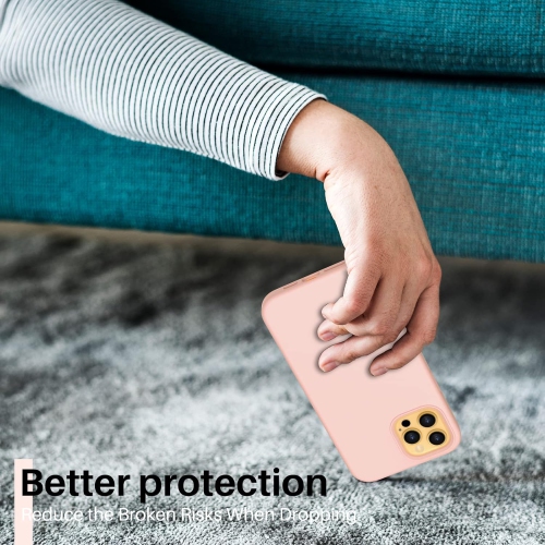 ORNARTO Shockproof Liquid Silicone Designed for iPhone 12 Pro Max Case 6.7", Gel Rubber Full Body Protection Anti-Shock Cover Case Drop Protection