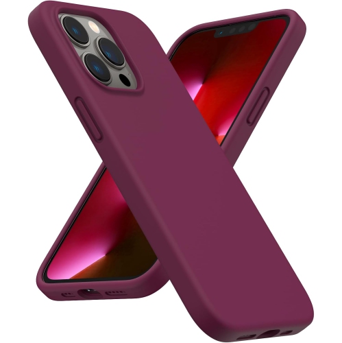 ORNARTO Shockproof Liquid Silicone Designed for iPhone 13 Pro Case Gel Rubber Full Protection Anti-Shock Cover Case Drop Protection 6.1inch-WineRed