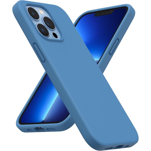 ORNARTO Shockproof Liquid Silicone Designed for iPhone 13 Pro Case Gel Rubber Full Protection Anti-Shock Cover Case Drop Protection 6.1inch-Blue