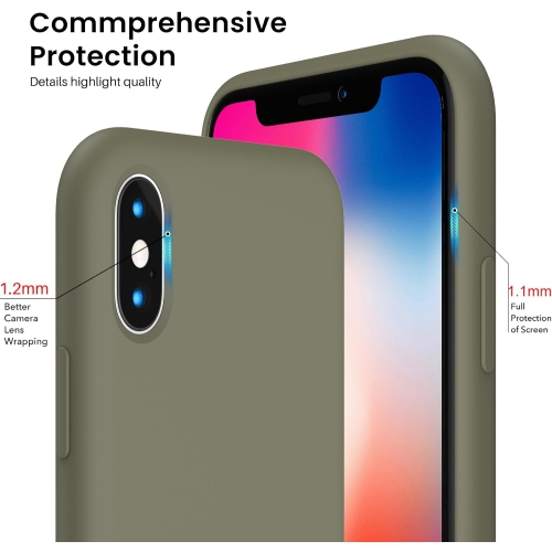 ORNARTO Liquid Silicone Case for iPhone Xs, for iPhone X Slim Liquid Silicone Soft Gel Rubber Case Cover for iPhone Xs(2018) 5.8 inch-Dark Brown