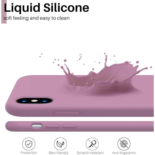 ORNARTO Liquid Silicone Case for iPhone Xs, for iPhone X Slim Liquid Silicone Soft Gel Rubber Case Cover for iPhone Xs(2018) 5.8 inch-Lilac Purple