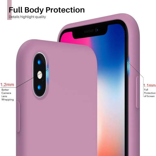 ORNARTO Liquid Silicone Case for iPhone Xs, for iPhone X Slim Liquid Silicone Soft Gel Rubber Case Cover for iPhone Xs(2018) 5.8 inch-Lilac Purple