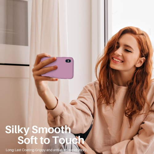 ORNARTO Liquid Silicone Case for iPhone Xs, for iPhone X Slim Liquid Silicone Soft Gel Rubber Case Cover for iPhone Xs(2018) 5.8 inch-Lilac Purple