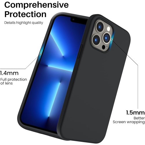 ORNARTO Shockproof Liquid Silicone Designed for iPhone 13 Pro Max Case 6.7", Gel Rubber Full Protection Anti-Shock Cover Case Drop Protection