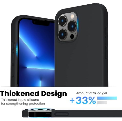 ORNARTO Shockproof Liquid Silicone Designed for iPhone 13 Pro Max Case 6.7", Gel Rubber Full Protection Anti-Shock Cover Case Drop Protection