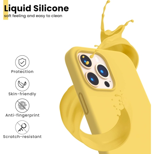 ORNARTO Shockproof Liquid Silicone Designed for iPhone 13 Pro Max Case 6.7", Gel Rubber Full Protection Anti-Shock Cover Case Drop Protection