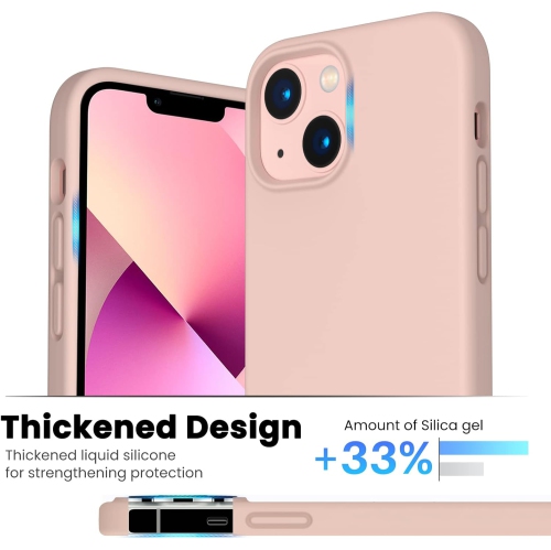 ORNARTO Shockproof Liquid Silicone Designed for iPhone 13 Mini Case 5.4", Gel Rubber Full Protection Anti-Shock Cover Case Drop Protection Silicone