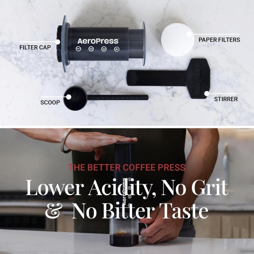 Original Coffee Press – Full body, smooth, rich, coffee without grit or bitterness. American, cold brew, latte, espresso style coffee Pot. Small