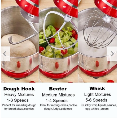 Batteur sur socle à 6 vitesses de 1200&nbsp;W avec bol en acier inoxydable et accessoires de 6&nbsp;L - Noir