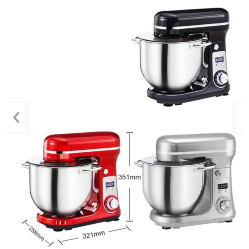 Batteur sur socle à 6 vitesses de 1200&nbsp;W avec bol en acier inoxydable et accessoires de 6&nbsp;L - Noir