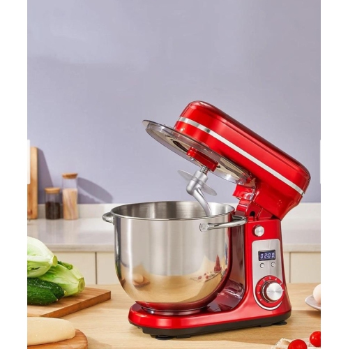 Batteur sur socle à 6 vitesses de 1200&nbsp;W avec bol en acier inoxydable et accessoires de 6&nbsp;L - Rouge