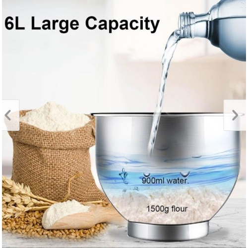 Batteur sur socle à 6 vitesses de 1200&nbsp;W avec bol en acier inoxydable et accessoires de 6&nbsp;L - Rouge