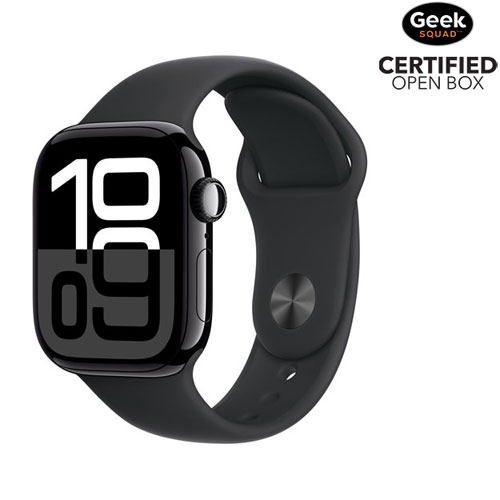 Open Box - Apple Watch Series 10 42mm Jet Black Aluminum Case with Black Sport Band - Small/Medium