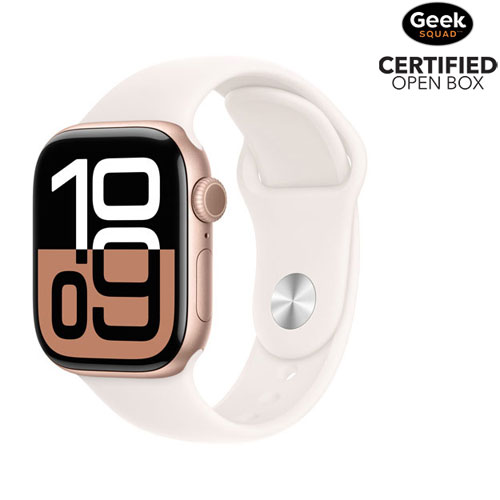 Open Box - Apple Watch Series 10 42mm Rose Gold Aluminum Case with Light Blush Sport Band - Small/Medium